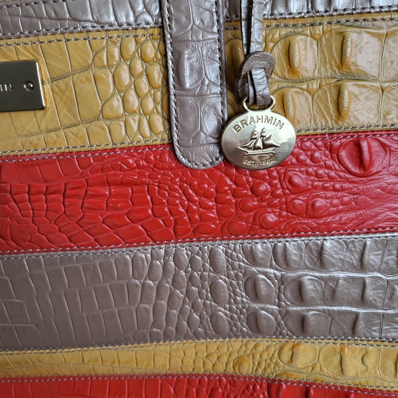 Orange and Yellow Striped Satchel Bag - Picture 2 of 13